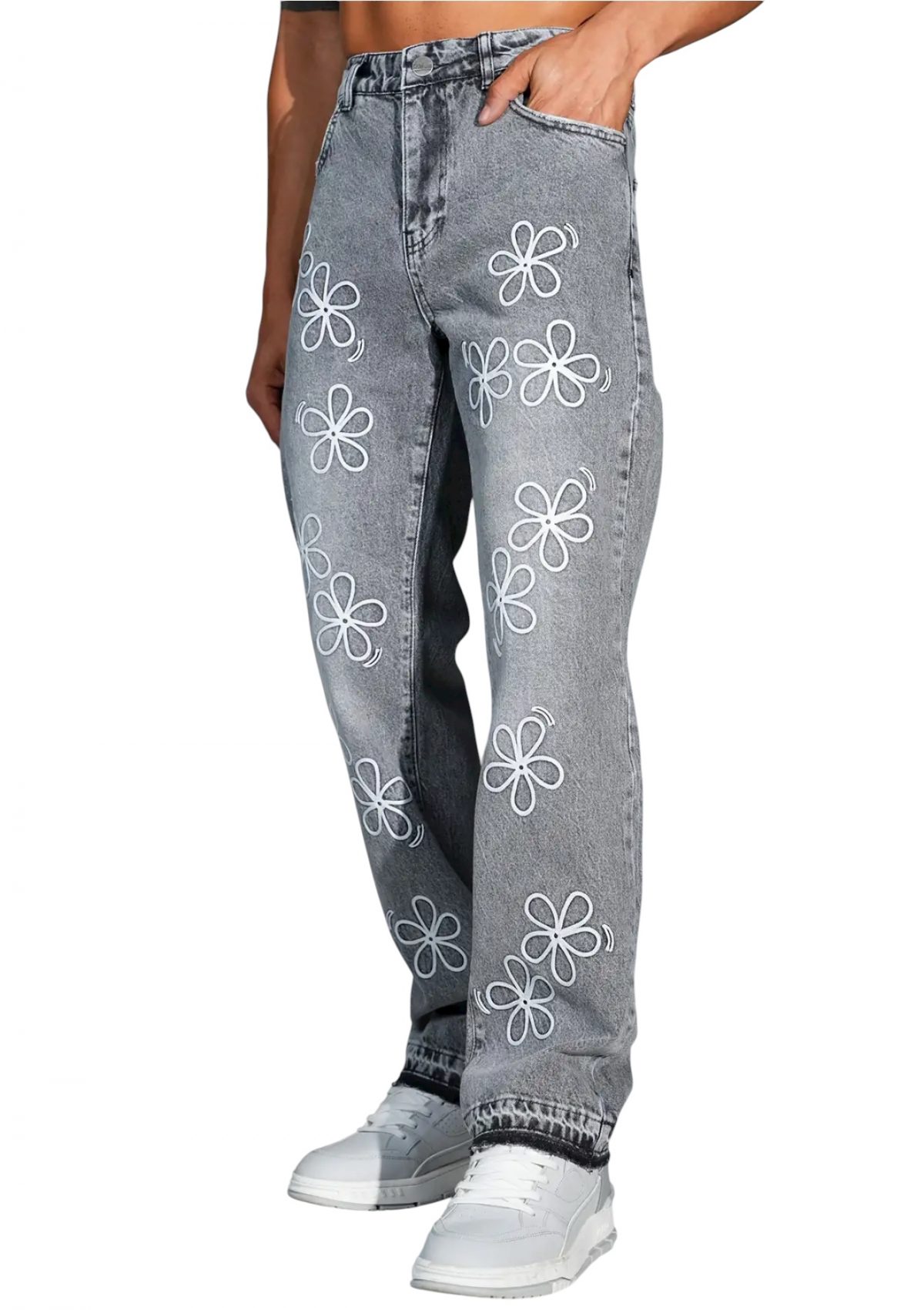 ⁦Floral Denim Trousers⁩ – תמונה ⁦2⁩