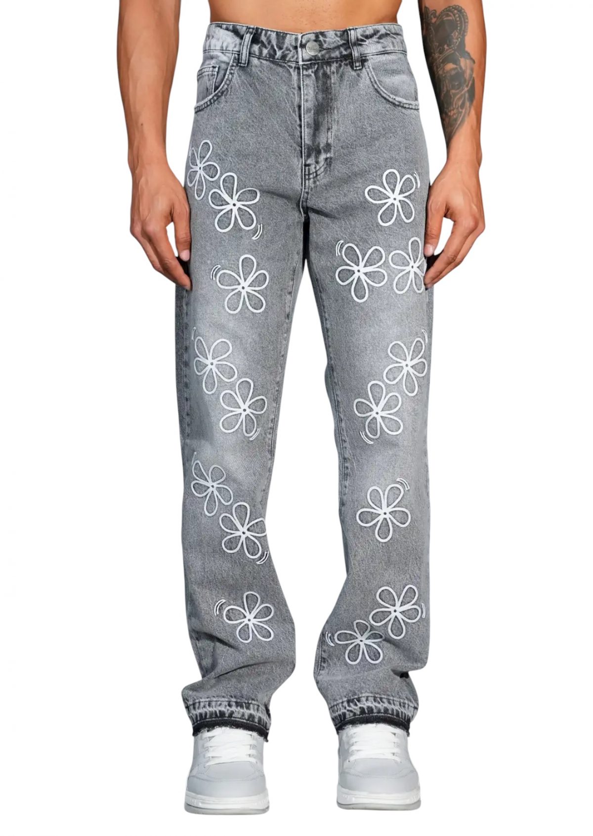 Floral Denim Trousers